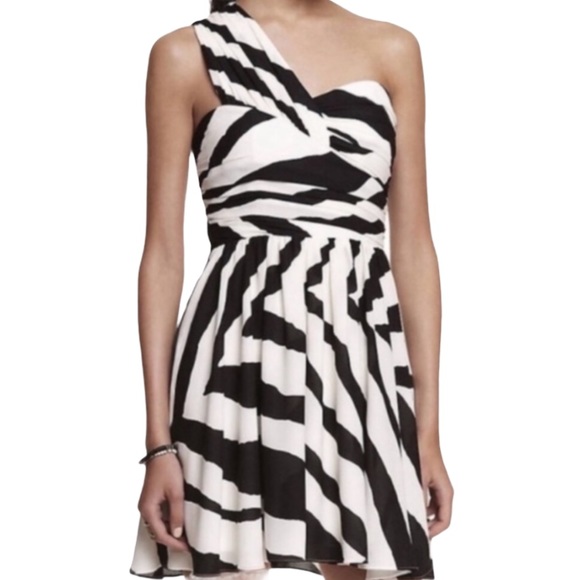 Express Dresses & Skirts - EXPRESS Zebra Print One-Shoulder Dress 6